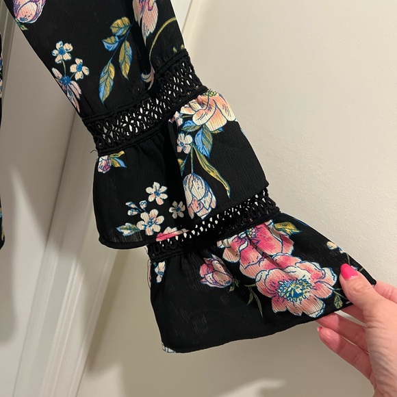 Maurices Black Floral Kimono Blouse - Picture 4 of 4